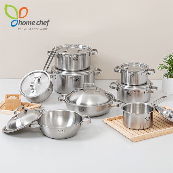 [홈셰프] SrO 통3중 스텐 냄비 8종세트 HC-1216se