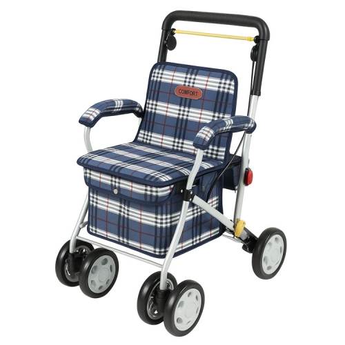 [웰비] 다용도 접이식 성인용 보행 보조차 실버카 F-228 (블루)