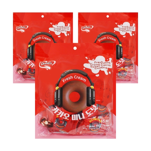 [좋은세상] 오멜리 카카오 미니 도넛 400g (25gx16개입) x3봉