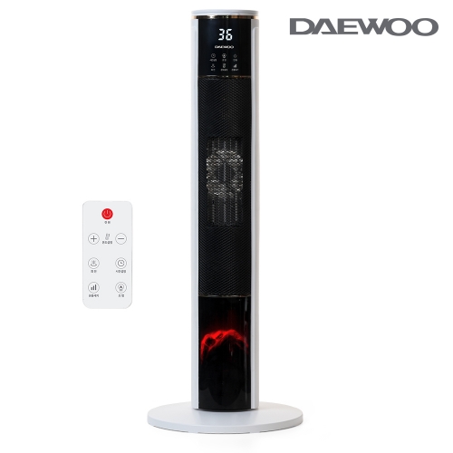 대우 2000W 불멍 PTC 타워형 온풍기 자동온도조절 및 리모컨조작 DEH-PT2033R