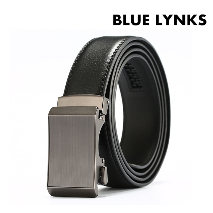 [블루링스] XWG 남성 블랙 비즈니스 자동버클 소가죽 벨트 BLM-XWG01