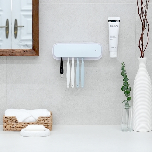 [유토렉스] UV-C 온풍 건조 무선 벽걸이 칫솔살균기 센서 감지 무드등 URT-138CH