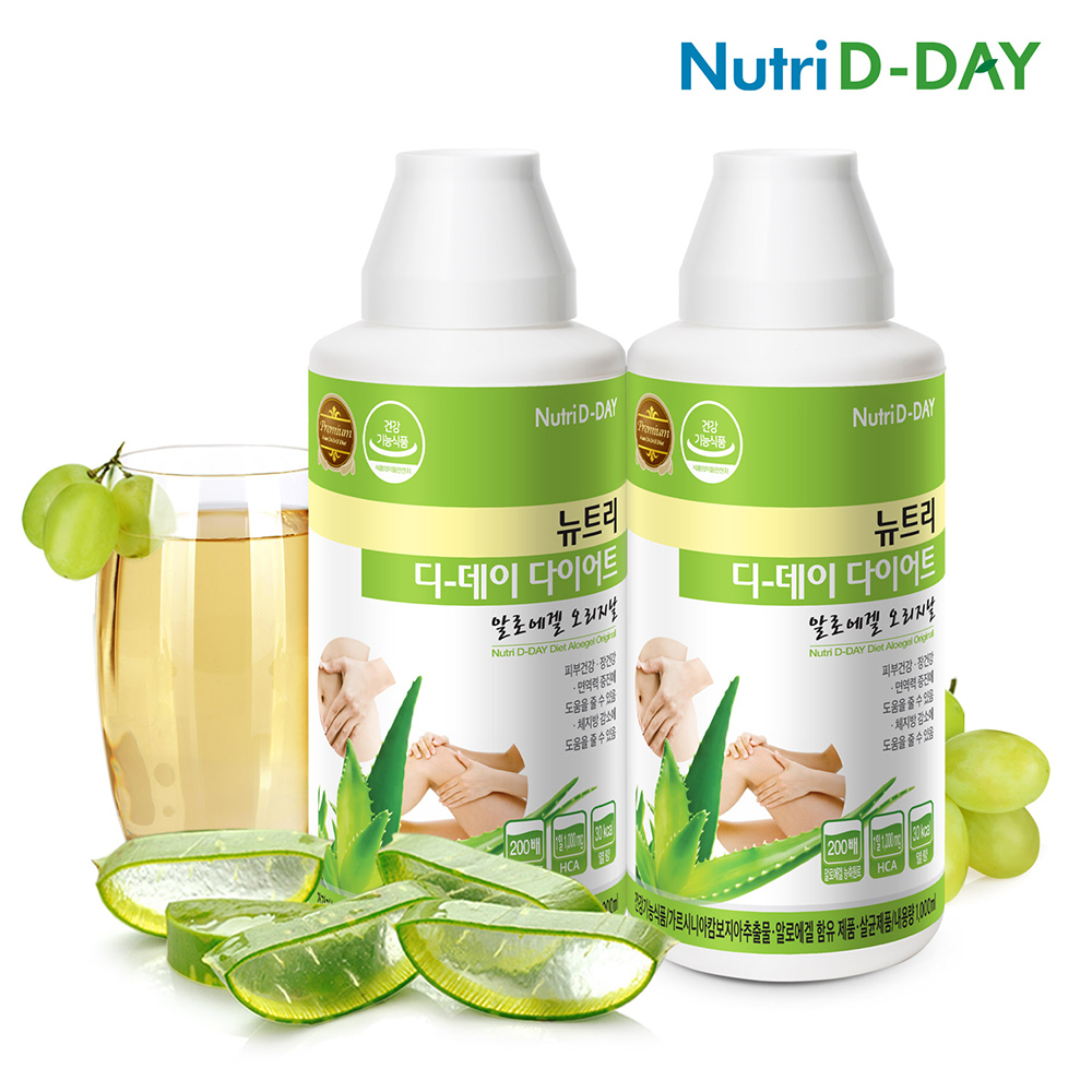 [뉴트리디데이] 다이어트 알로에겔 오리지널 1000mlx2병(청포도맛)