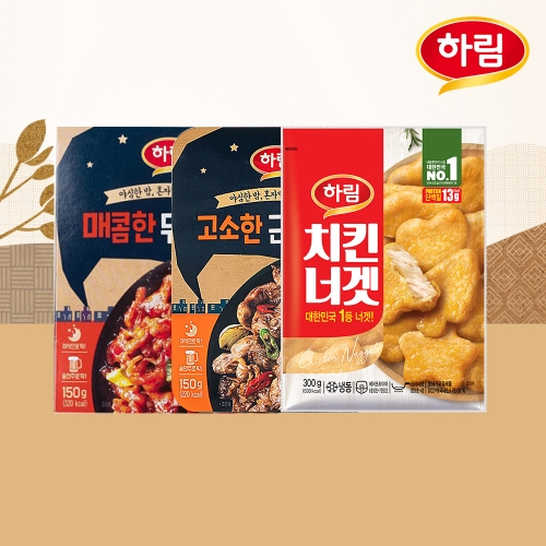[하림] 매콤 무뼈닭발 150g +고소 근위볶음 150g +치킨너겟 300g 1개