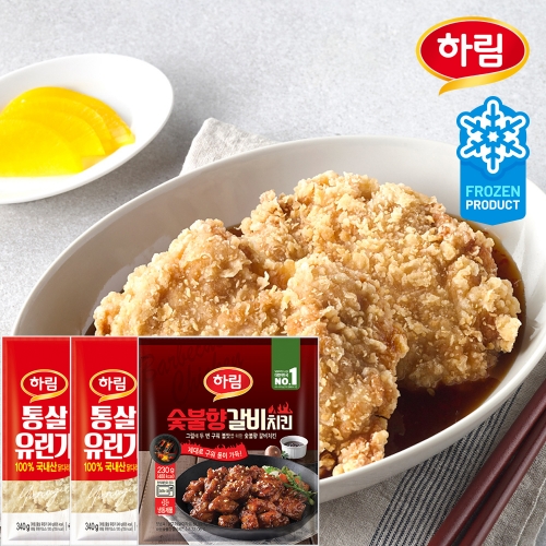 [하림] 통살 유린기 340g 2개 + 숯불향 갈비치킨 230g 1개