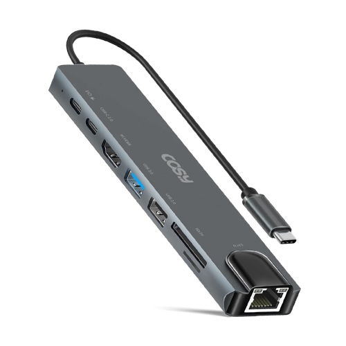 [COSY] 스콜 C타입 8in1멀티허브 (HDMI,LAN,SD ,microSD, USB 3.0/2.0,PD)