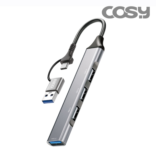 [COSY] 에바듀얼커넥터 (C타입+USB-A) USB3.0+ USB2.0 4포트허브