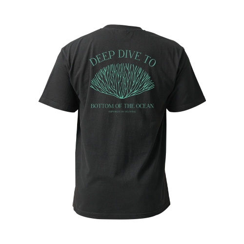 오션테그 14수 반팔 티셔츠 코튼 숏 슬리브 블랙 Coral reef Green