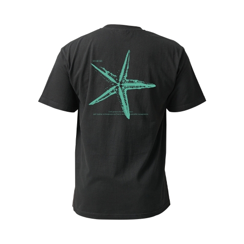 오션테그 14수 반팔 티셔츠 코튼 숏 슬리브 블랙 Starfish Green