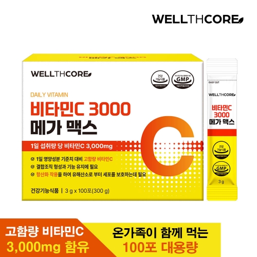 웰스코어 메가도스 비타민C 3000 메가 맥스 3g x 100포