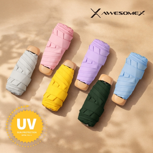 [어썸엑스] UV차단 UPF50+ 초경량 5단 암막 파스텔 미니 양우산 AXPB-3MU-3-BK