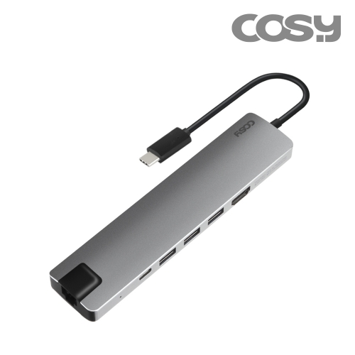 [COSY] 메탈프로 타입C 멀티허브 (HDMI,USB3.0,카드리더,PD,LAN) DS3403UHCL