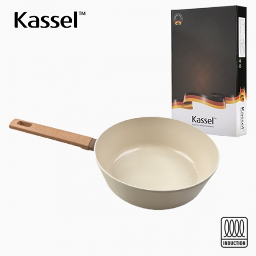 [Kassel] 카셀 인덕션 스톤 크림 세라믹코팅 궁중팬24cm