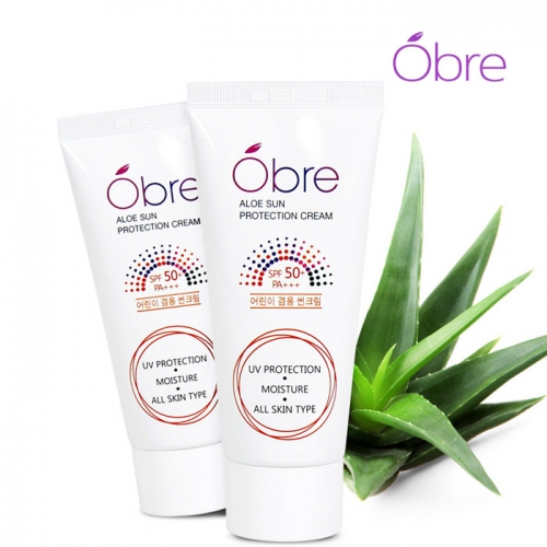 [오일리아] 오브레 알로에 썬프로텍션 썬크림 SPF50 PA+++40ml 어린이겸용선크림(피부자극테스트 완료)