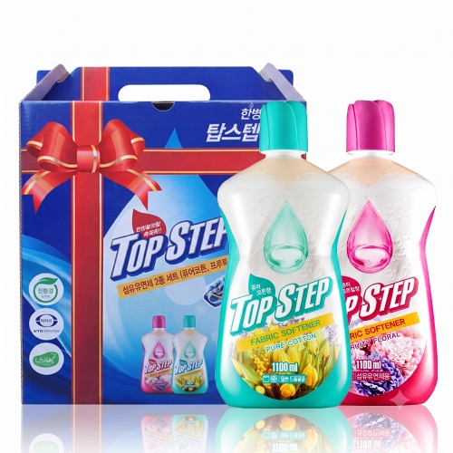 [선물세트] 탑스텝 고농축 섬유유연제1100ml(퓨어코튼1개+프루티플로럴1개)