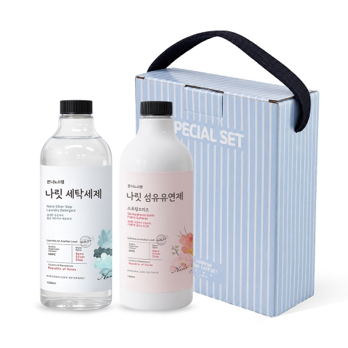 [은나노스텝] 나릿 선물세트 2호 (고농축세탁세제1000ml+섬유유연제1100ml)