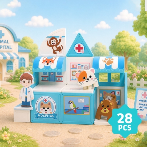 [나비북스] 지니맥 자석타일 (동물병원) 28pcs