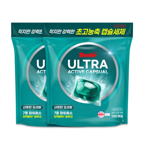 [아토세이프] 쉬슬러 고농축 올인원 실내건조 캡슐세제 100개입x2개(오션향)