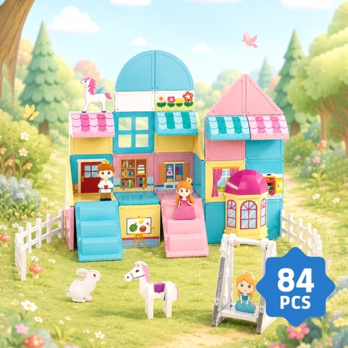 [나비북스] 지니맥 자석타일 (하우스) 84pcs