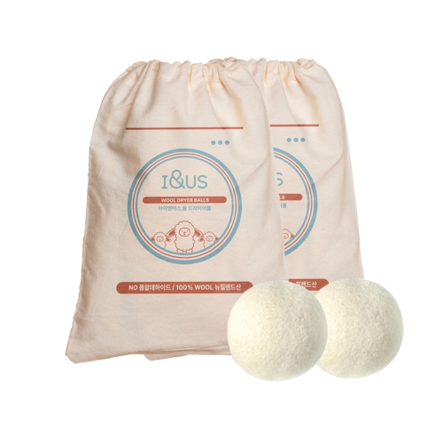 [아이앤어스] 뉴질랜드산 건조기볼 (100% WOOL) 6P+전용파우치x2개