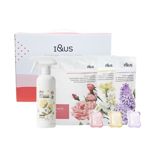 [아이앤어스] 올인원 프리미엄 캡슐세제 100개입x3개+얼룩제거제500ml+선물박스