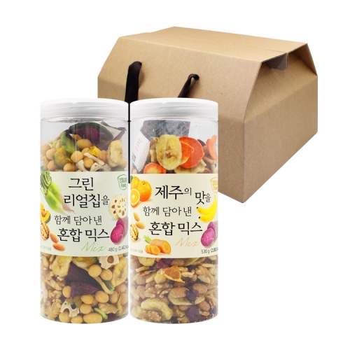 [좋은세상] 혼합견과 2종 선물세트 (그린 리얼칩+제주의 맛)